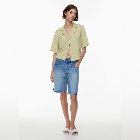 EUC Y2K First Issue Liz Claiborne Cropped Ramie Blend Button Down Shirt - Picture 3 of 11